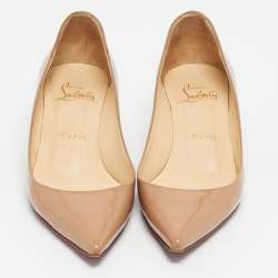 Pre Owned Christian Louboutin Beige Patent Leather Kate Pumps Size 36
