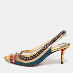 Pre Owned Christian Louboutin Multicolor PVC and Python Embossed Leather Paulina Pumps Size 36