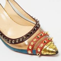Pre Owned Christian Louboutin Multicolor PVC and Python Embossed Leather Paulina Pumps Size 36