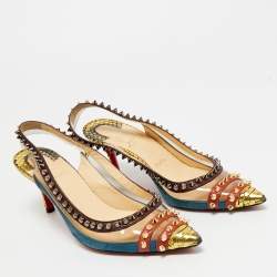 Pre Owned Christian Louboutin Multicolor PVC and Python Embossed Leather Paulina Pumps Size 36