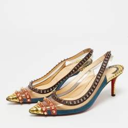Pre Owned Christian Louboutin Multicolor PVC and Python Embossed Leather Paulina Pumps Size 36