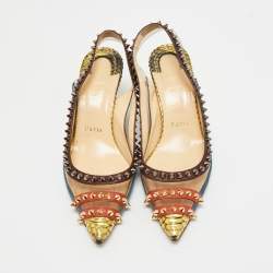 Pre Owned Christian Louboutin Multicolor PVC and Python Embossed Leather Paulina Pumps Size 36