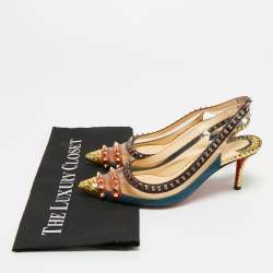 Pre Owned Christian Louboutin Multicolor PVC and Python Embossed Leather Paulina Pumps Size 36