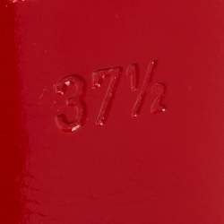 Pre Owned Christian Louboutin Beige Patent Leather Lady Peep Toe Platform Pumps Size 37.5