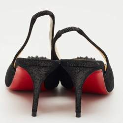 Pre Owned Christian Louboutin Black Suede Drama Spikes Slingback Pumps Size 36