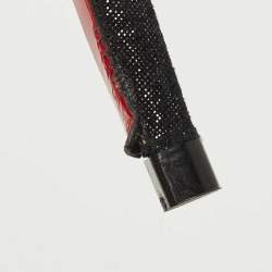Pre Owned Christian Louboutin Black Suede Drama Spikes Slingback Pumps Size 36