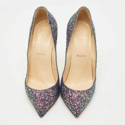 Pre Owned Christian Louboutin Multicolor Glitter So Kate Pumps Size 39