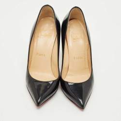 Pre Owned Christian Louboutin Black Patent Leather Pigalle Pumps Size 34.5