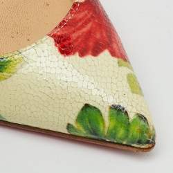 Pre Owned Christian Louboutin Multicolor Hawaii Floral Print Crackled Patent Leather So Kate Pumps Size 37