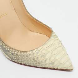 Pre Owned Christian Louboutin Cream Python Leather Pigalle Follies Pumps Size 37.5
