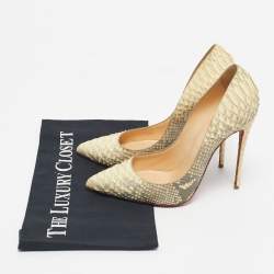 Pre Owned Christian Louboutin Cream Python Leather Pigalle Follies Pumps Size 37.5