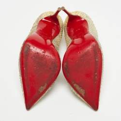 Pre Owned Christian Louboutin Cream Python Leather Pigalle Follies Pumps Size 37.5