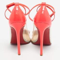 Pre Owned Christian Louboutin Pink Patent Leather and PVC Bis Un Bout Mary Jane Pumps Size 37.5