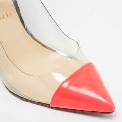 Pre Owned Christian Louboutin Pink Patent Leather and PVC Bis Un Bout Mary Jane Pumps Size 37.5