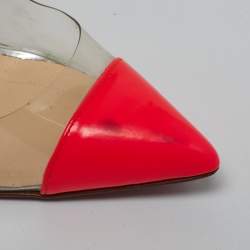 Pre Owned Christian Louboutin Pink Patent Leather and PVC Bis Un Bout Mary Jane Pumps Size 37.5