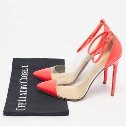 Pre Owned Christian Louboutin Pink Patent Leather and PVC Bis Un Bout Mary Jane Pumps Size 37.5
