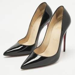 Pre Owned Christian Louboutin Black Patent Leather So Kate Pumps Size 37.5