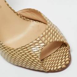 Pre Owned Christian Louboutin Beige Snakeskin Leather Delico D'orsay Pumps Size 36.5