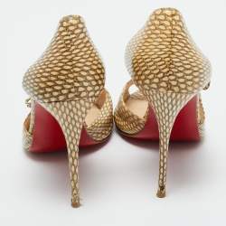 Pre Owned Christian Louboutin Beige Snakeskin Leather Delico D'orsay Pumps Size 36.5