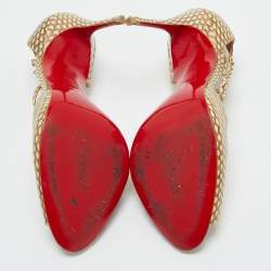 Pre Owned Christian Louboutin Beige Snakeskin Leather Delico D'orsay Pumps Size 36.5