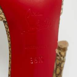 Pre Owned Christian Louboutin Beige Snakeskin Leather Delico D'orsay Pumps Size 36.5