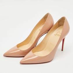Pre Owned Christian Louboutin Beige Patent Leather So Kate Pumps Size 37