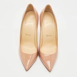 Pre Owned Christian Louboutin Beige Patent Leather So Kate Pumps Size 37