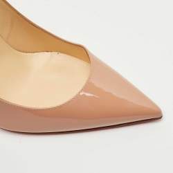 Pre Owned Christian Louboutin Beige Patent Leather So Kate Pumps Size 37