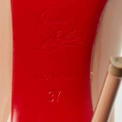 Pre Owned Christian Louboutin Beige Patent Leather So Kate Pumps Size 37