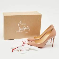 Pre Owned Christian Louboutin Beige Patent Leather So Kate Pumps Size 37