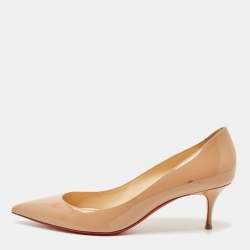 Pre Owned Christian Louboutin Beige Patent Leather Miss Z Pumps Size 40.5