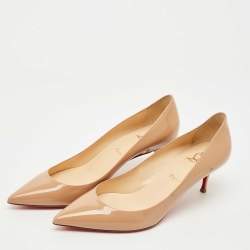 Pre Owned Christian Louboutin Beige Patent Leather Miss Z Pumps Size 40.5