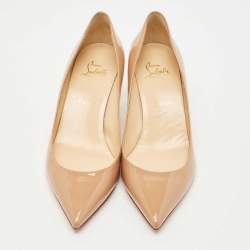 Pre Owned Christian Louboutin Beige Patent Leather Miss Z Pumps Size 40.5