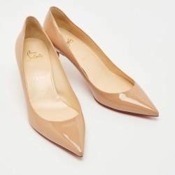 Pre Owned Christian Louboutin Beige Patent Leather Miss Z Pumps Size 40.5
