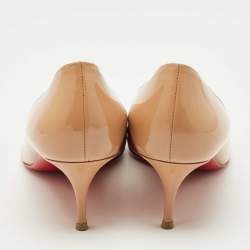 Pre Owned Christian Louboutin Beige Patent Leather Miss Z Pumps Size 40.5