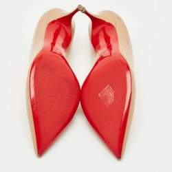 Pre Owned Christian Louboutin Beige Patent Leather Miss Z Pumps Size 40.5