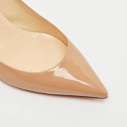Pre Owned Christian Louboutin Beige Patent Leather Miss Z Pumps Size 40.5