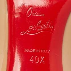 Pre Owned Christian Louboutin Beige Patent Leather Miss Z Pumps Size 40.5