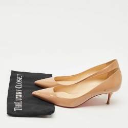 Pre Owned Christian Louboutin Beige Patent Leather Miss Z Pumps Size 40.5