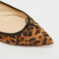 Pre Owned Christian Louboutin Brown/Black Leopard Print Suede Hall Smoking Slippers Size 41