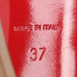 Pre Owned Christian Louboutin Beige Patent Leather Very Prive Peep Toe Platform Pumps Size 37