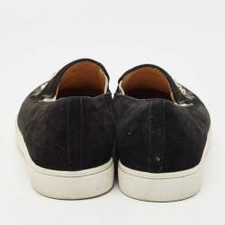 Pre Owned Christian Louboutin Black Suede Embellished Slip On Sneakers Size 39