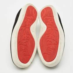 Pre Owned Christian Louboutin Black Suede Embellished Slip On Sneakers Size 39