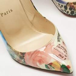 Pre Owned Christian Louboutin Multicolor Printed Patent Leather So Kate Pumps Size 38