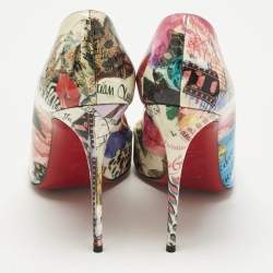Pre Owned Christian Louboutin Multicolor Printed Patent Leather So Kate Pumps Size 38