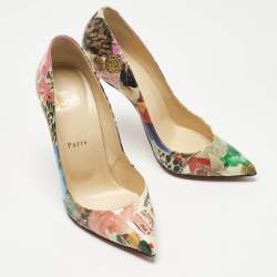 Pre Owned Christian Louboutin Multicolor Printed Patent Leather So Kate Pumps Size 38
