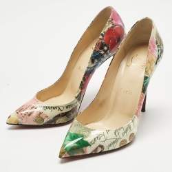 Pre Owned Christian Louboutin Multicolor Printed Patent Leather So Kate Pumps Size 38