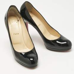 Pre Owned Christian Louboutin Black Patent Leather New Simple Pumps Size 39.5