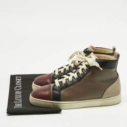 Pre Owned Christian Louboutin Multicolor Leather Fun Louis Junior High Top Sneakers Size 39