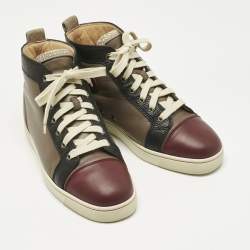 Pre Owned Christian Louboutin Multicolor Leather Fun Louis Junior High Top Sneakers Size 39